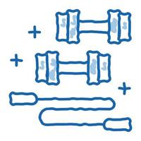 halteres e pular corda ícone doodle ilustração desenhada à mão vetor