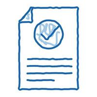 arquivo de texto do documento com ícone de doodle de marca aprovado ilustração desenhada à mão vetor