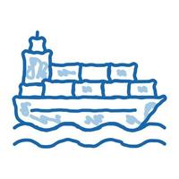 navio empresa de transporte postal doodle ícone ilustração desenhada à mão vetor