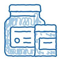 suplementos de frascos de saúde de remédio ícone de rabisco ilustração desenhada à mão vetor