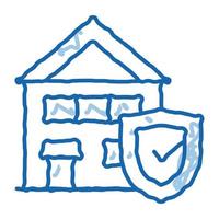 casa protetora da ilustração desenhada à mão do ícone do doodle do rato vetor
