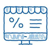 ícone de rabisco de correio percentual de computador ilustração desenhada à mão vetor