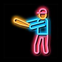 ilustração de ícone de brilho neon de jogador de beisebol vetor