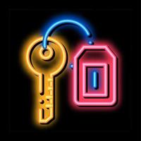 ilustração de ícone de brilho neon de etiqueta de chave de carro vetor