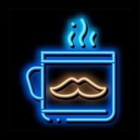 ilustração de ícone de brilho neon de xícara de bigode vetor