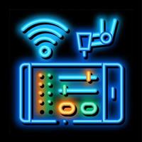 configurações do telefone via ilustração do ícone de brilho neon wi-fi vetor