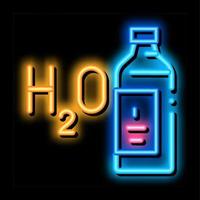 ilustração de ícone de brilho neon de garrafa de água h2o vetor