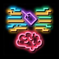 rótulo de neuromarketing e ilustração de ícone de brilho neon cerebral vetor