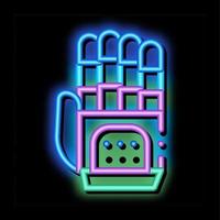 ilustração de ícone de brilho neon de inteligência artificial de mão cibernética vetor