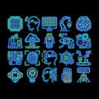ilustração de ícone de brilho de neon de vetor de inteligência artificial