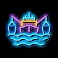 ilustração de ícone de brilho neon de barco de pesca vetor