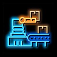 ilustração de ícone de brilho neon de fabricação robótica vetor