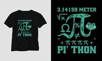 design de modelo de design de camiseta de tipografia especial do dia pi com pi, matemática, etc. vetor