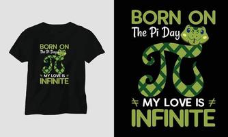 design de modelo de design de camiseta de tipografia especial do dia pi com pi, matemática, etc. vetor