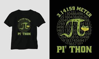 design de modelo de design de camiseta de tipografia especial do dia pi com pi, matemática, etc. vetor