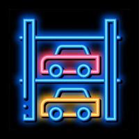 ilustração de ícone de brilho neon de estacionamento de vários andares vetor