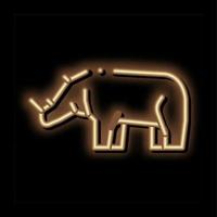 ilustração de ícone de brilho neon de rinoceronte vetor