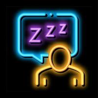 zzz humano em ilustração de ícone de brilho neon de quadro de citação vetor