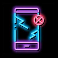 ilustração de ícone de brilho neon de smartphone quebrado vetor