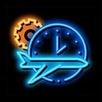 ilustração de ícone de brilho neon de engrenagem de relógio de avião vetor