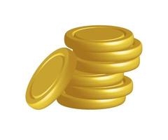 moedas de ouro 3d ícone de dinheiro vetorial realista com sombras isoladas em branco