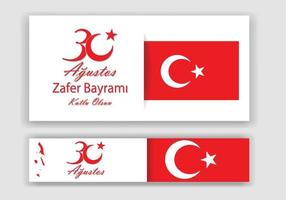 30 de agosto celebração da vitória e do dia nacional na turquia. modelo de cartão de felicitações. vetor