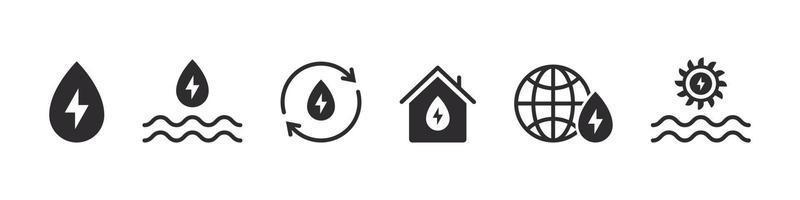 ícones de energia renovável de água. ícones da web de ecologia e energia. energia da água. ilustração vetorial vetor