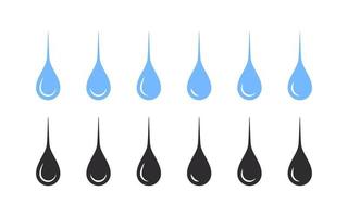 longas gotas de água. forma de gota de água. gotas de água azul e preta. ilustração vetorial vetor