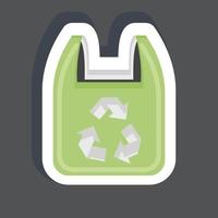 saco plástico reciclado adesivo. relacionado ao símbolo do ambiente. ilustração simples. conservação. terra. limpar vetor