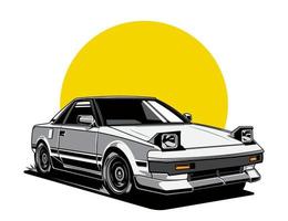 vetor de tom de carro branco e cinza dos anos 90 em ilustração de pano de fundo brilhante vetor de design gráfico