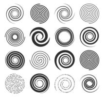 ícones de redemoinho em espiral, linhas de círculo e símbolos de giro vetor