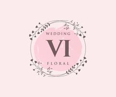 vi letras iniciais modelo de logotipos de monograma de casamento, modelos modernos minimalistas e florais desenhados à mão para cartões de convite, salve a data, identidade elegante. vetor