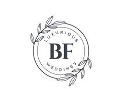 bf letras iniciais modelo de logotipos de monograma de casamento, modelos minimalistas e florais modernos desenhados à mão para cartões de convite, salve a data, identidade elegante. vetor