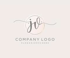 logotipo feminino jv inicial. utilizável para logotipos de natureza, salão, spa, cosméticos e beleza. elemento de modelo de design de logotipo de vetor plana.