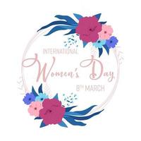 dia internacional da mulher. 8 de março. tipografia de feliz dia das mulheres com decoração floral. ilustração vetorial vetor