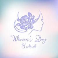 dia internacional da mulher 8 de março com belas formas de mulheres e flores, estilo de arte de corte de papel. cor de fundo rosa suave, azul e roxo. vetor