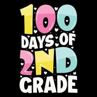 camiseta dos 100 dias da escola, design da camiseta dos 100 dias, camiseta da celebração dos 100 dias, camiseta colorida infantil, vetor