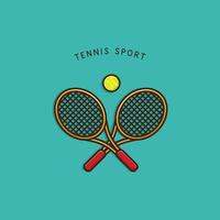 raquete esportiva de tênis e conceito de ilustração de bola vetor de design de ícone de mascote