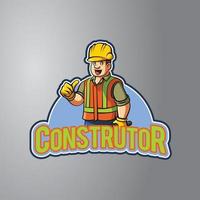 distintivo de ilustração de homem de construção vetor