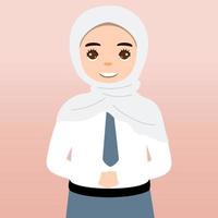 menina de menino bonito colegial usando ilustração em vetor uniforme cinza e branco dos desenhos animados. retrato de um estudante do ensino médio. alunos da escola crianças com mochilas, livros, macbook.