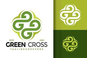 letra g cruz verde logotipo médico logotipos elemento de design modelo de ilustração vetorial de estoque vetor