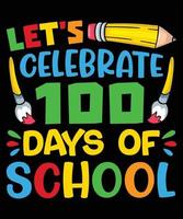 feliz 100 dias de escola para crianças do ensino fundamental, jardim de infância vetor