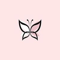 modelo de design de logotipo de arte de linha de borboleta de beleza vetor