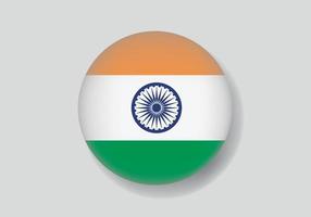 bandeira da índia como ícone brilhante redondo. botão com bandeira da Índia vetor