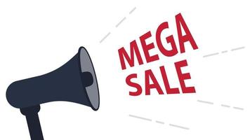 megafone plano com anúncio de venda vetor