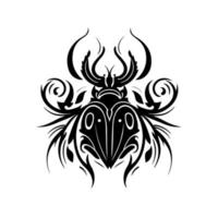 sinal de bug ornamental preto. imagem vetorial para tatuagem, logotipo, emblema, bordado, corte a laser, sublimação. vetor
