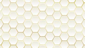 padrão de papel de parede hexagonal de ouro branco 3d vector de fundo