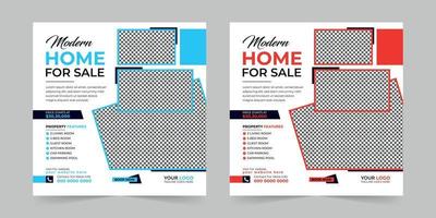 venda de casa imobiliária moderna e aluguel de casa publicidade quadrada postagem de mídia social e anúncios de promoção design de modelo de vetor de banner de desconto.