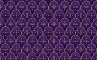 design de ladrilhos de padrão islâmico para o fundo de eventos islâmicos do ramadã eid ilustração em vetor roxo e dourado