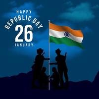 dia da república da índia com bandeira indiana ashoka chakra 26 de janeiro vetor